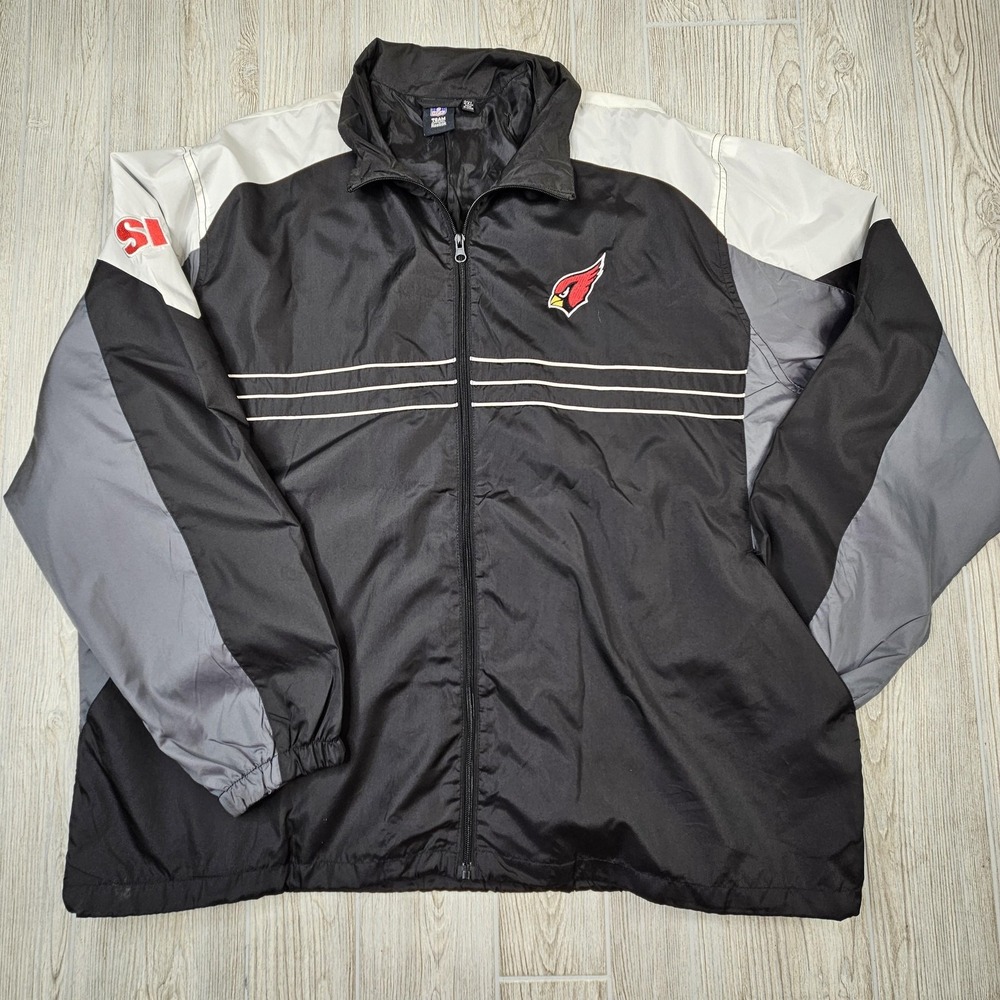 Arizona Cardinals Jacket Mens 2XL Black Gray NFL Football Reebok Polyester SI
